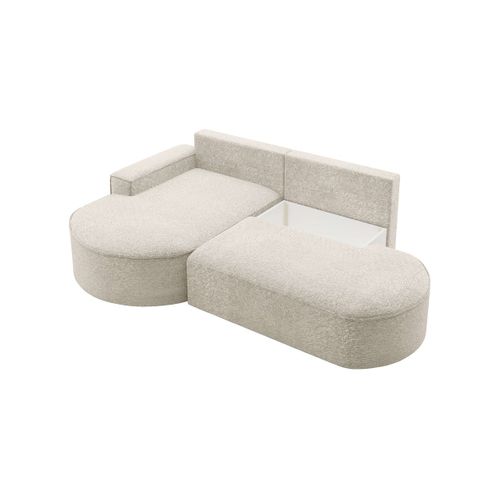 Canapé D'angle Gauche Convertible 4 Places Marlo En Tissu Chenille - Blanc