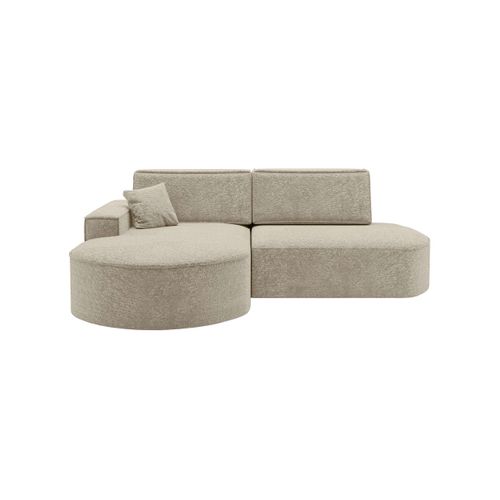 Canapé D'angle Gauche Convertible 4 Places Marlo En Tissu Chenille - Beige