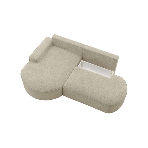 Canapé D'angle Gauche Convertible 4 Places Marlo En Tissu Chenille - Beige