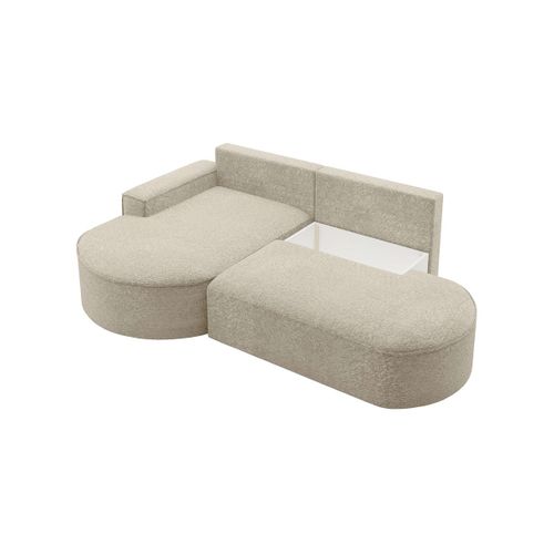 Canapé D'angle Gauche Convertible 4 Places Marlo En Tissu Chenille - Beige
