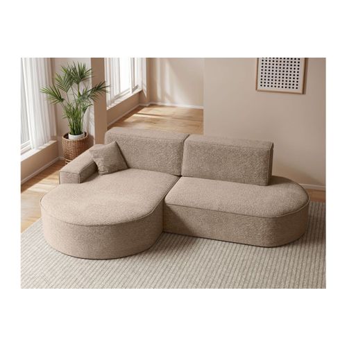 Canapé D'angle Gauche Convertible 4 Places Marlo En Tissu Chenille - Taupe