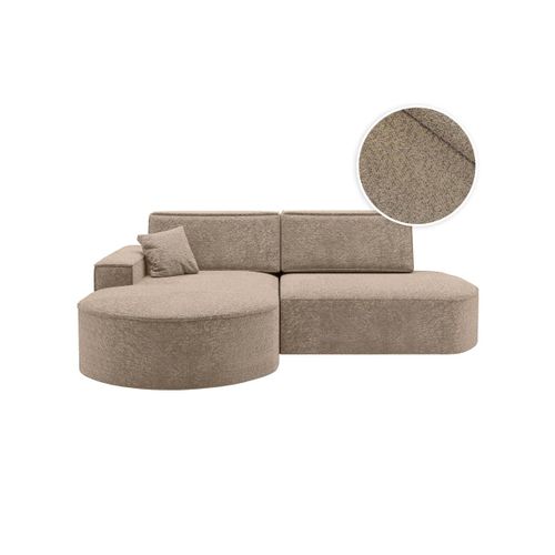 Canapé D'angle Gauche Convertible 4 Places Marlo En Tissu Chenille - Taupe