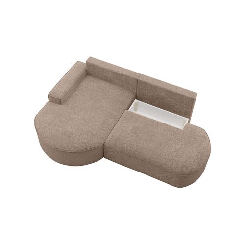 Canapé D'angle Gauche Convertible 4 Places Marlo En Tissu Chenille - Taupe