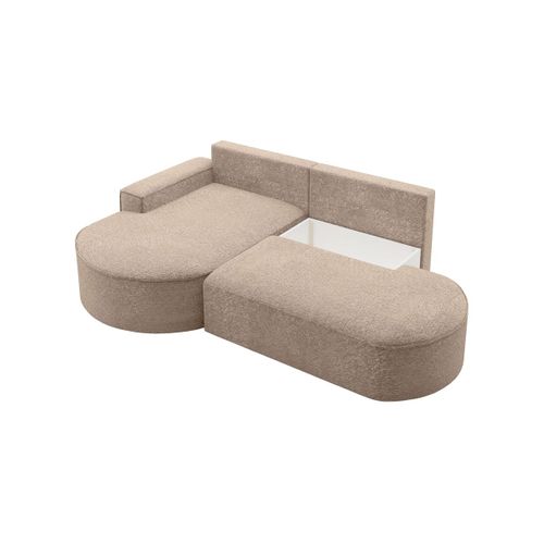 Canapé D'angle Gauche Convertible 4 Places Marlo En Tissu Chenille - Taupe