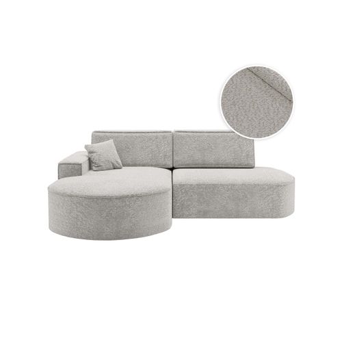 Canapé D'angle Gauche Convertible 4 Places Marlo En Tissu Chenille - Gris Perle