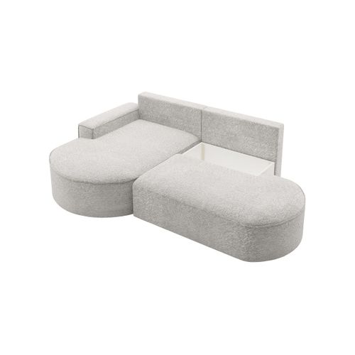 Canapé D'angle Gauche Convertible 4 Places Marlo En Tissu Chenille - Gris Perle