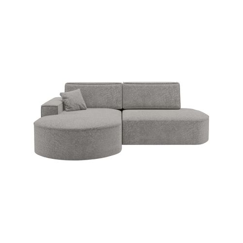 Canapé D'angle Gauche Convertible 4 Places Marlo En Tissu Chenille - Gris Clair
