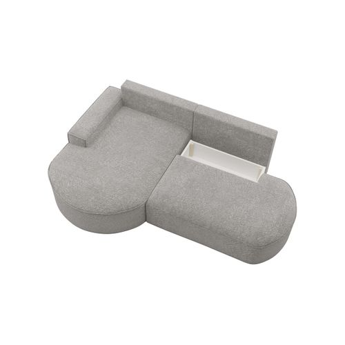 Canapé D'angle Gauche Convertible 4 Places Marlo En Tissu Chenille - Gris Clair