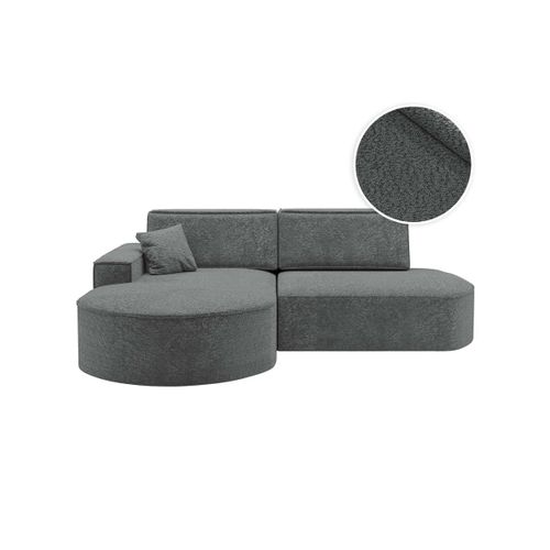 Canapé D'angle Gauche Convertible 4 Places Marlo En Tissu Chenille - Gris Foncé