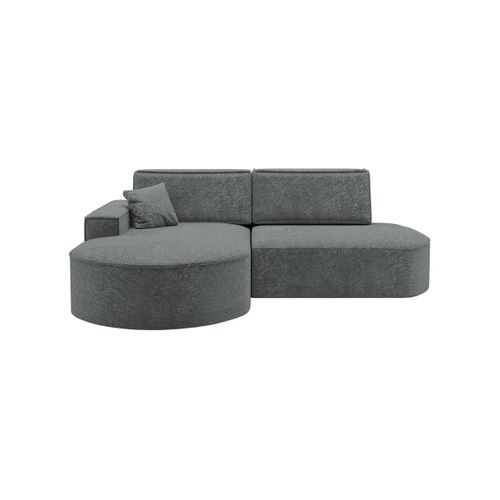Canapé D'angle Gauche Convertible 4 Places Marlo En Tissu Chenille - Gris Foncé