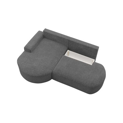 Canapé D'angle Gauche Convertible 4 Places Marlo En Tissu Chenille - Gris Foncé