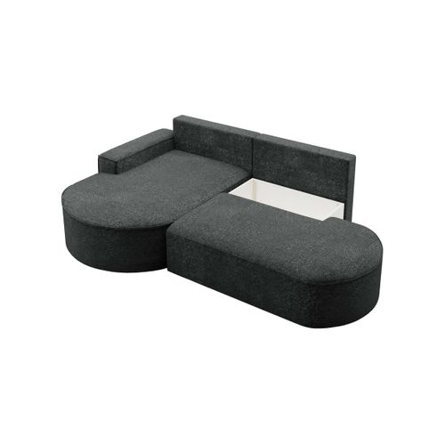 Canapé D'angle Gauche Convertible 4 Places Marlo En Tissu Chenille - Gris Anthracite