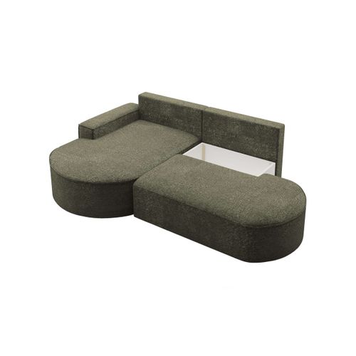 Canapé D'angle Gauche Convertible 4 Places Marlo En Tissu Chenille - Vert Foncé