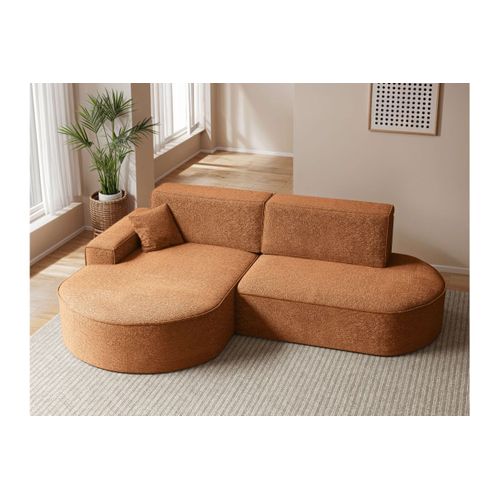Canapé D'angle Gauche Convertible 4 Places Marlo En Tissu Chenille - Terracotta