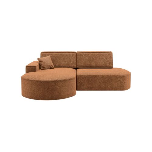 Canapé D'angle Gauche Convertible 4 Places Marlo En Tissu Chenille - Terracotta