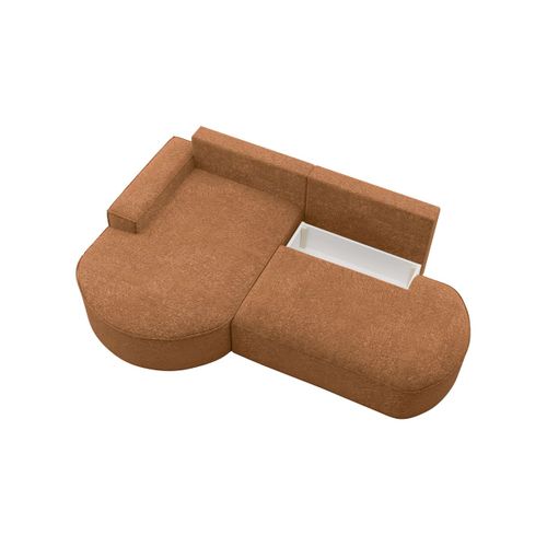 Canapé D'angle Gauche Convertible 4 Places Marlo En Tissu Chenille - Terracotta