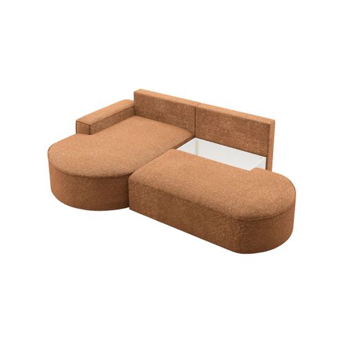 Canapé D'angle Gauche Convertible 4 Places Marlo En Tissu Chenille - Terracotta