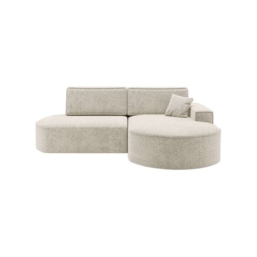 Canapé D'angle Droit Convertible 4 Places Marlo En Tissu Chenille - Blanc