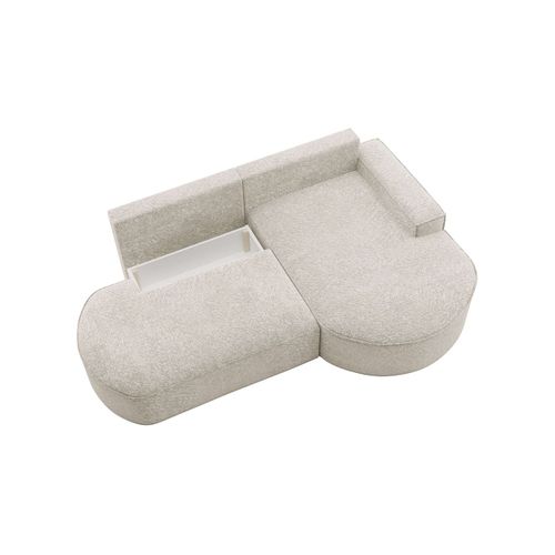 Canapé D'angle Droit Convertible 4 Places Marlo En Tissu Chenille - Blanc