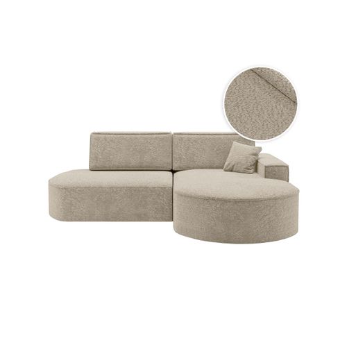 Canapé D'angle Droit Convertible 4 Places Marlo En Tissu Chenille - Beige