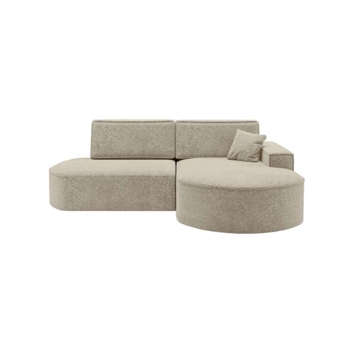 Canapé D'angle Droit Convertible 4 Places Marlo En Tissu Chenille - Beige