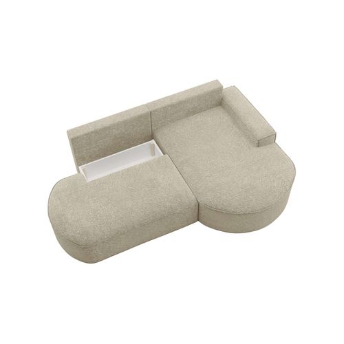 Canapé D'angle Droit Convertible 4 Places Marlo En Tissu Chenille - Beige
