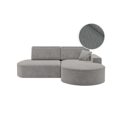 Canapé D'angle Droit Convertible 4 Places Marlo En Tissu Chenille - Gris Clair