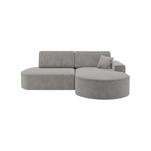 Canapé D'angle Droit Convertible 4 Places Marlo En Tissu Chenille - Gris Clair