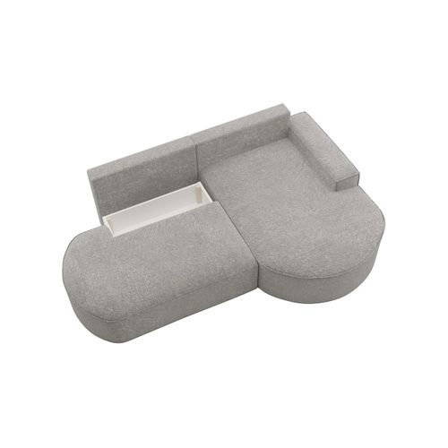 Canapé D'angle Droit Convertible 4 Places Marlo En Tissu Chenille - Gris Clair