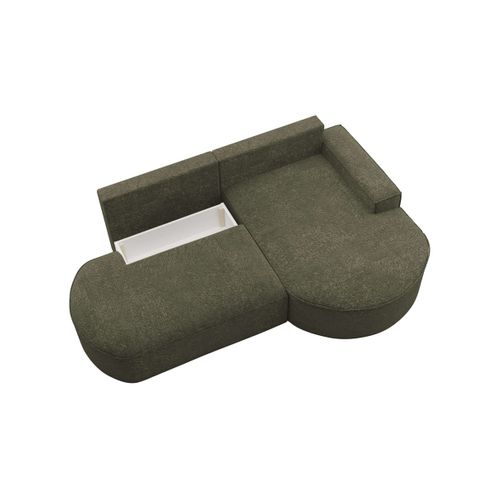Canapé D'angle Droit Convertible 4 Places Marlo En Tissu Chenille - Vert Foncé