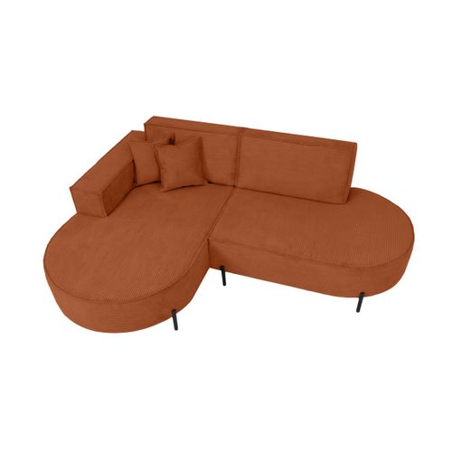 Canapé D'angle Gauche 4 Places Marlon En Velours Côtelé - Terracotta