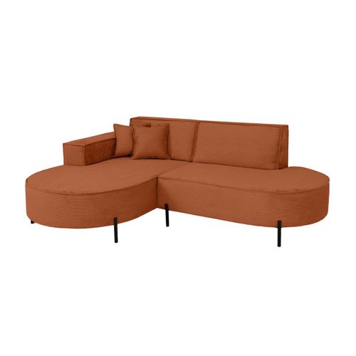Canapé D'angle Gauche 4 Places Marlon En Velours Côtelé - Terracotta