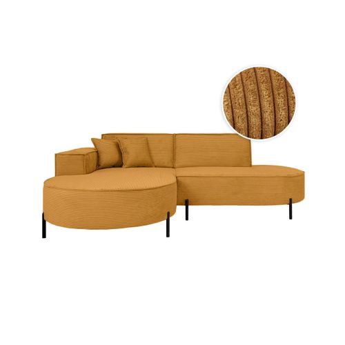 Canapé D'angle Gauche 4 Places Marlon En Velours Côtelé - Jaune