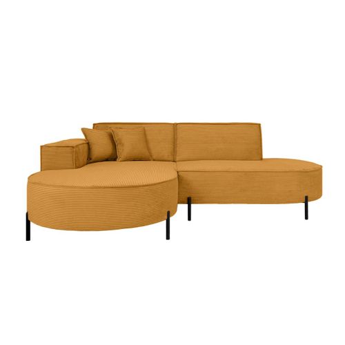 Canapé D'angle Gauche 4 Places Marlon En Velours Côtelé - Jaune