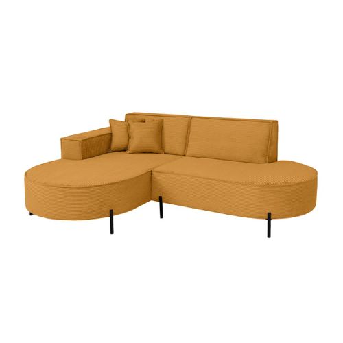 Canapé D'angle Gauche 4 Places Marlon En Velours Côtelé - Jaune
