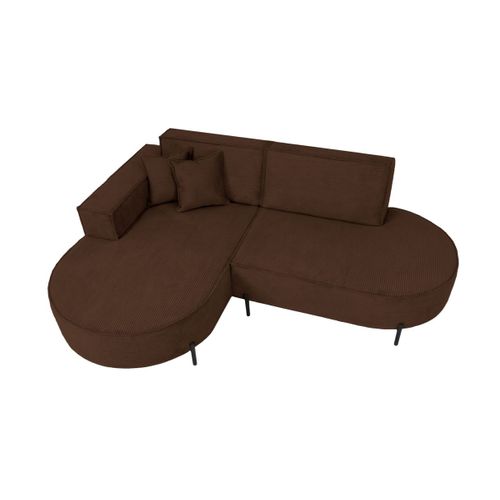 Canapé D'angle Gauche 4 Places Marlon En Velours Côtelé - Marron
