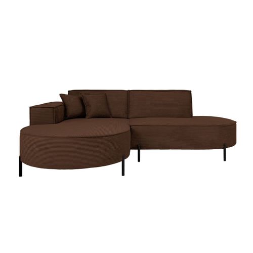 Canapé D'angle Gauche 4 Places Marlon En Velours Côtelé - Marron