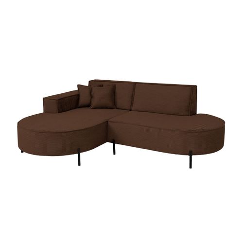 Canapé D'angle Gauche 4 Places Marlon En Velours Côtelé - Marron