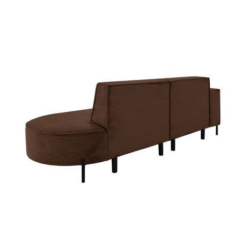 Canapé D'angle Gauche 4 Places Marlon En Velours Côtelé - Marron