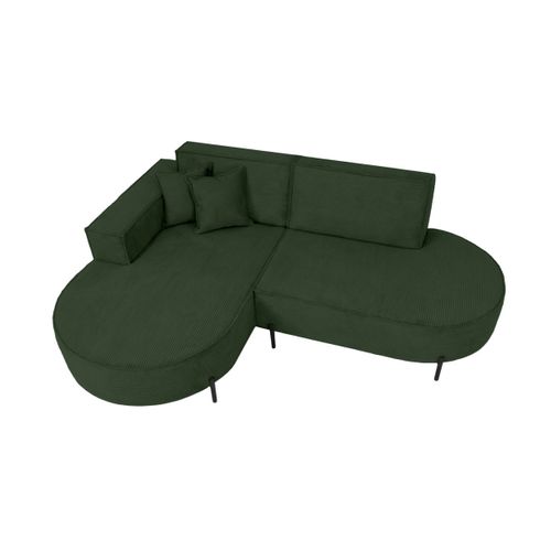 Canapé D'angle Gauche 4 Places Marlon En Velours Côtelé - Vert Foncé