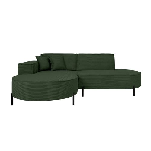 Canapé D'angle Gauche 4 Places Marlon En Velours Côtelé - Vert Foncé