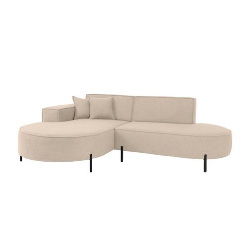 Canapé D'angle Gauche 4 Places Marlon En Tissu Bouclette - Beige