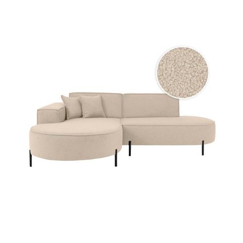 Canapé D'angle Gauche 4 Places Marlon En Tissu Bouclette - Beige