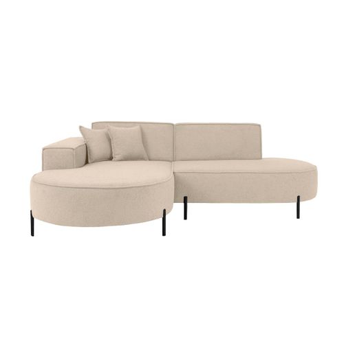 Canapé D'angle Gauche 4 Places Marlon En Tissu Bouclette - Beige