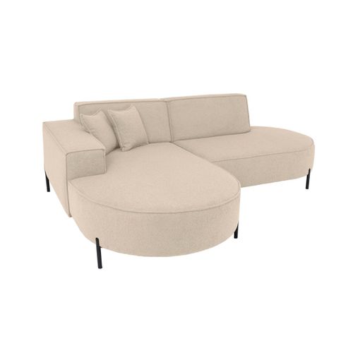 Canapé D'angle Gauche 4 Places Marlon En Tissu Bouclette - Beige