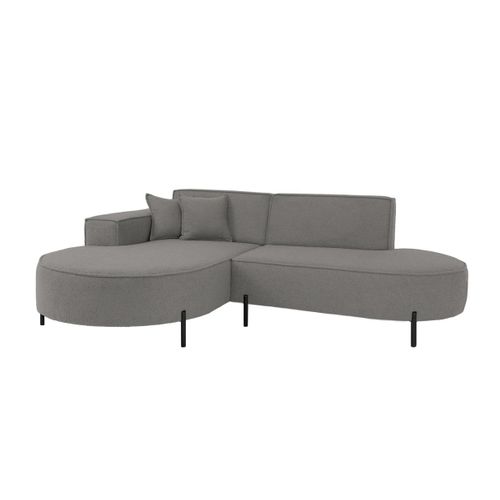 Canapé D'angle Gauche 4 Places Marlon En Tissu Bouclette - Gris Foncé