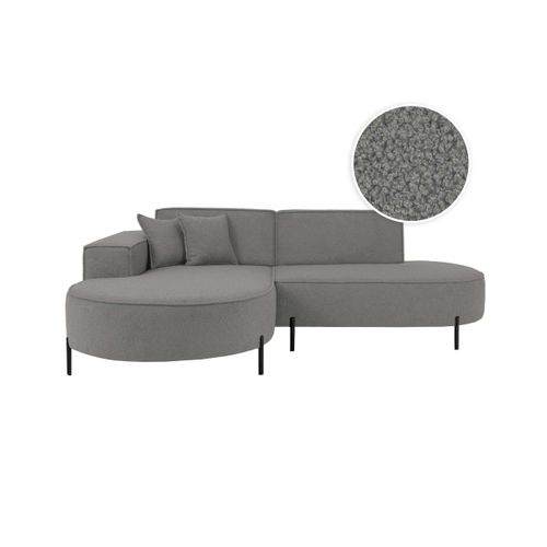 Canapé D'angle Gauche 4 Places Marlon En Tissu Bouclette - Gris Foncé
