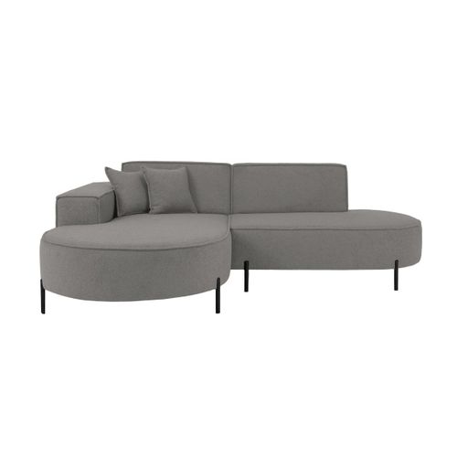Canapé D'angle Gauche 4 Places Marlon En Tissu Bouclette - Gris Foncé