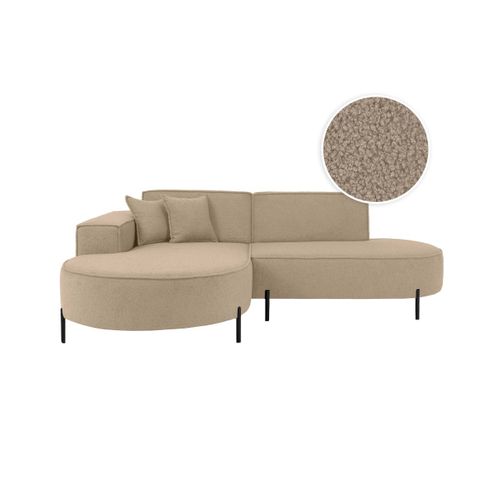 Canapé D'angle Gauche 4 Places Marlon En Tissu Bouclette - Taupe