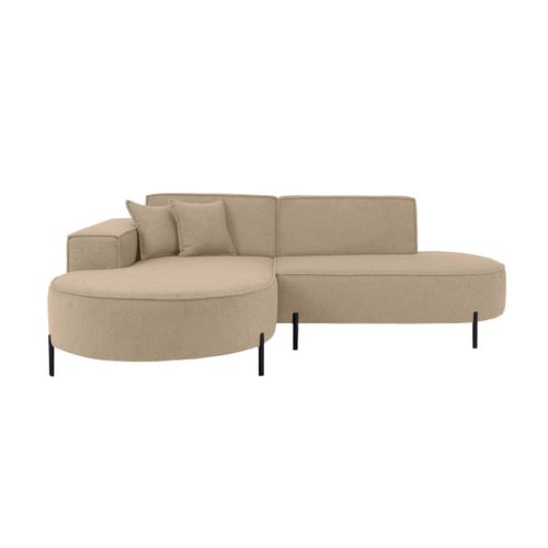 Canapé D'angle Gauche 4 Places Marlon En Tissu Bouclette - Taupe